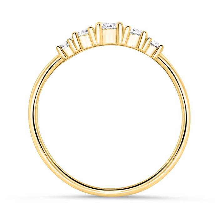 Ladies ring in gold-plated sterling silver with zirconia