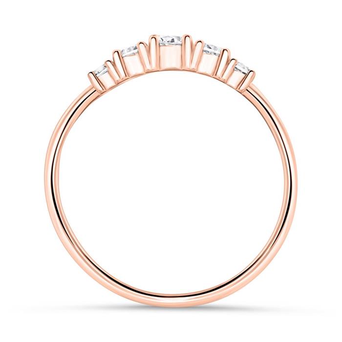 Ring in rose gold plated sterling silver with zirconia