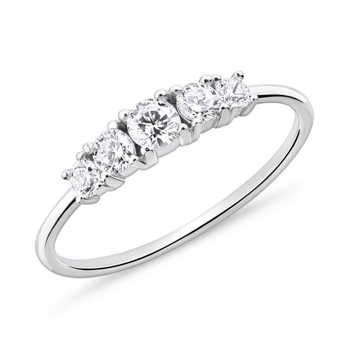 Zirconia set ring for ladies in 925 silver