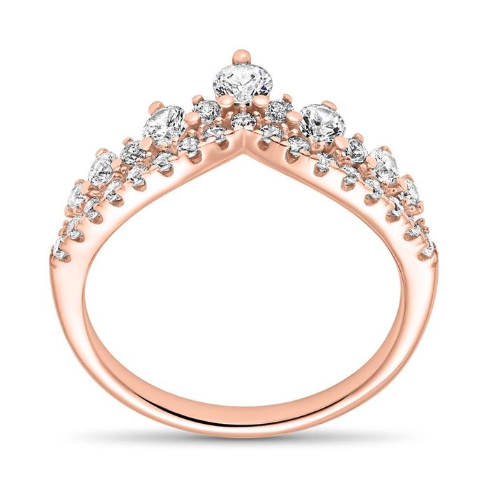 Ring mit Zirkonia aus rosévergoldetem 925er Silber