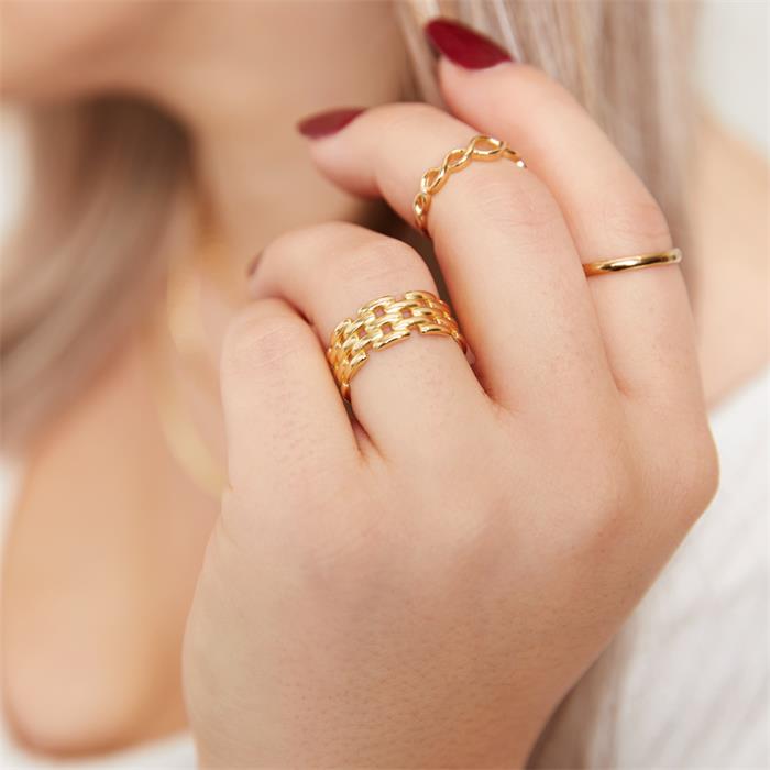 Ladies ring in sterling silver, IP gold