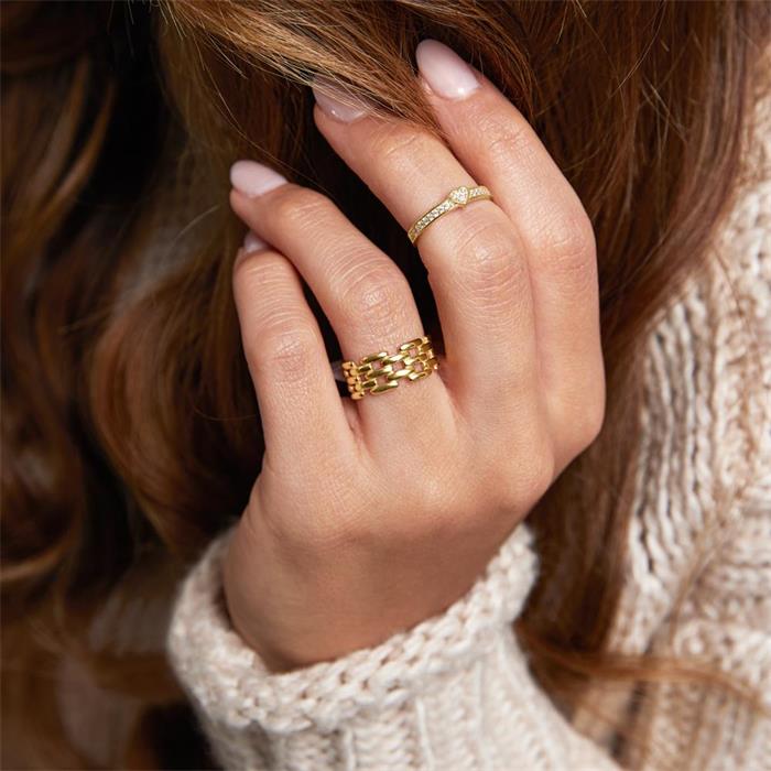 Ladies ring in sterling silver, IP gold