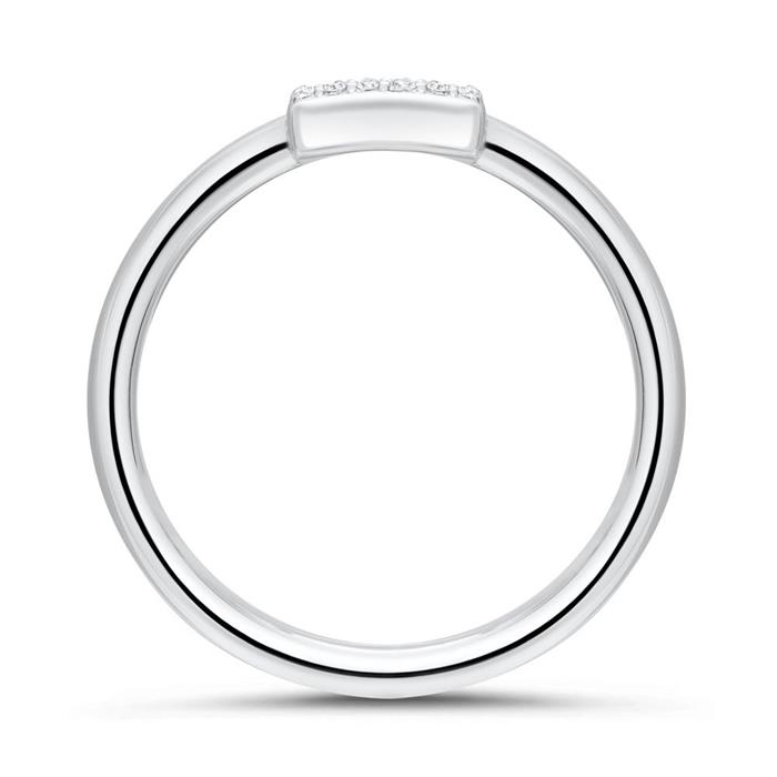 Ring Quadrat für Damen aus 925er Silber mit Zirkonia