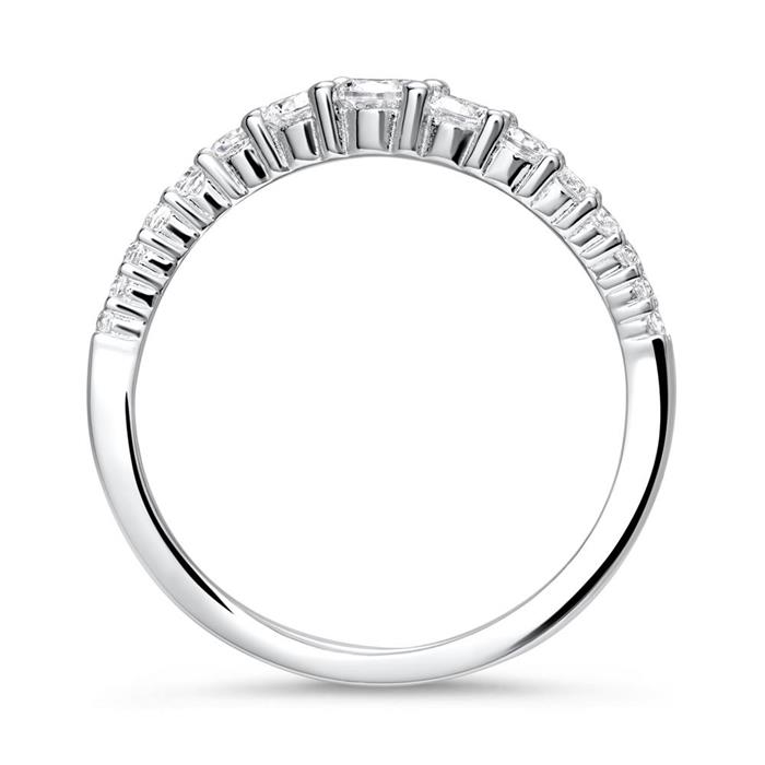 Ring square for ladies made of 925 silver with zirconia