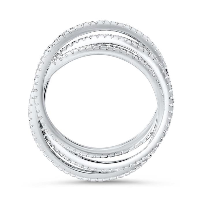 Ring in Dreifach-Optik aus 925er Silber mit Zirkonia