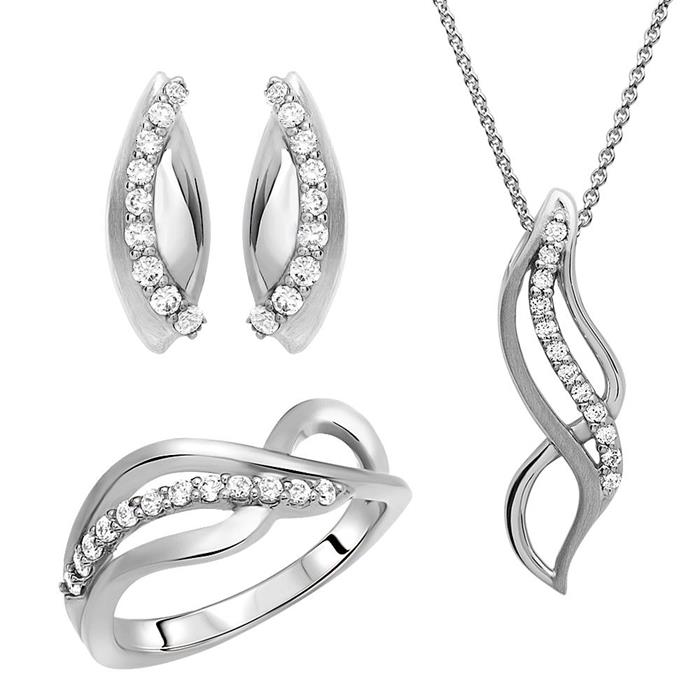 925 zilveren sieraden set ring ketting stud oorbellen