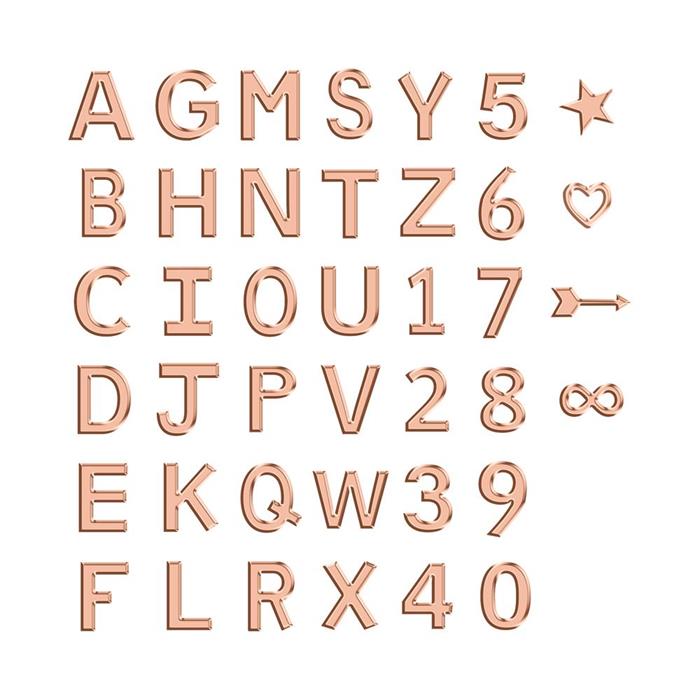 585er Roségold Creolen mit Buchstaben, Symbolen