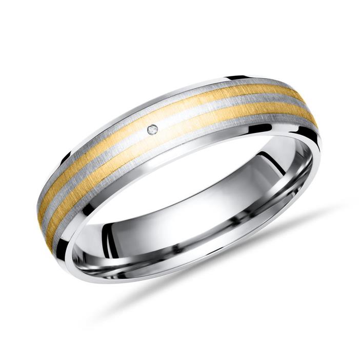 Adisaer Partnerring Silber Titan Eheringe Ring 6mm Breit 18K Vergoldet Damen Herren Zirkonia Silber Partnerring 1 St Ring