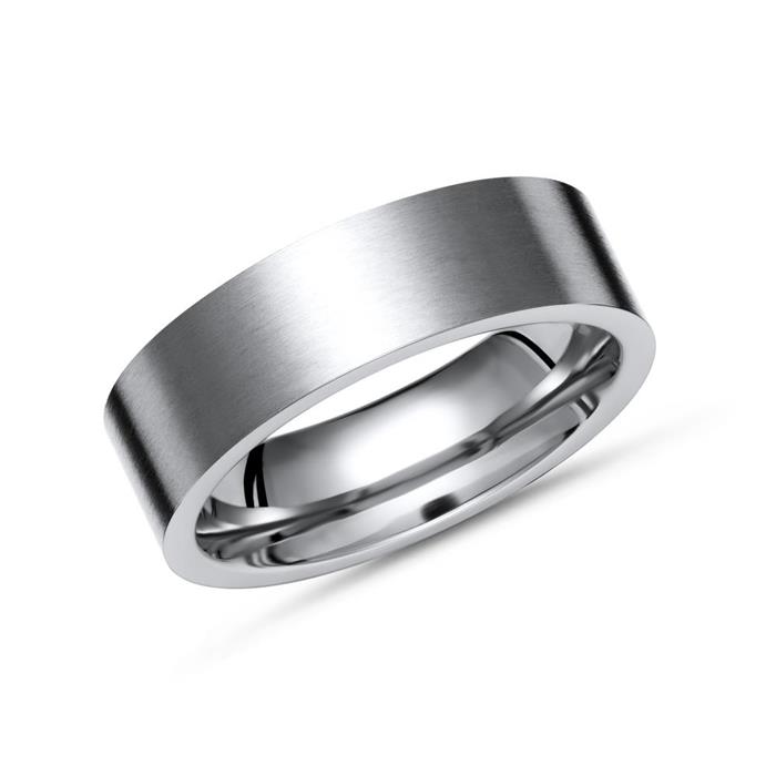 Gladde matte ring titanium 7mm breed