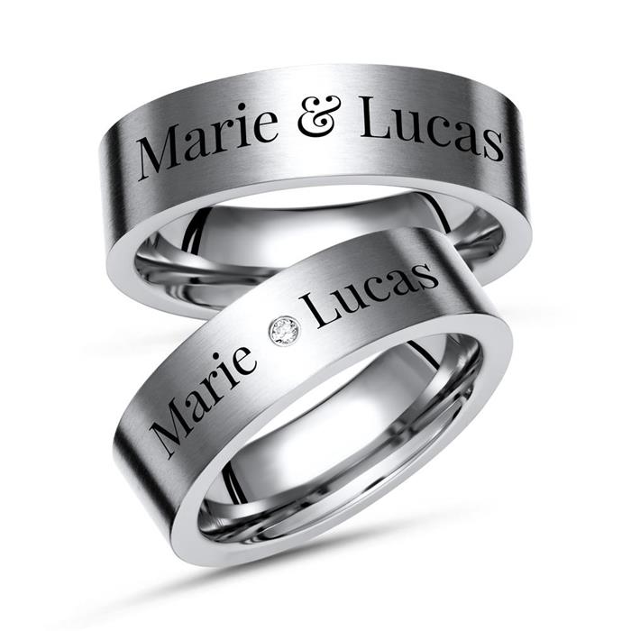 Titanium wedding rings with laser engraving matt finish