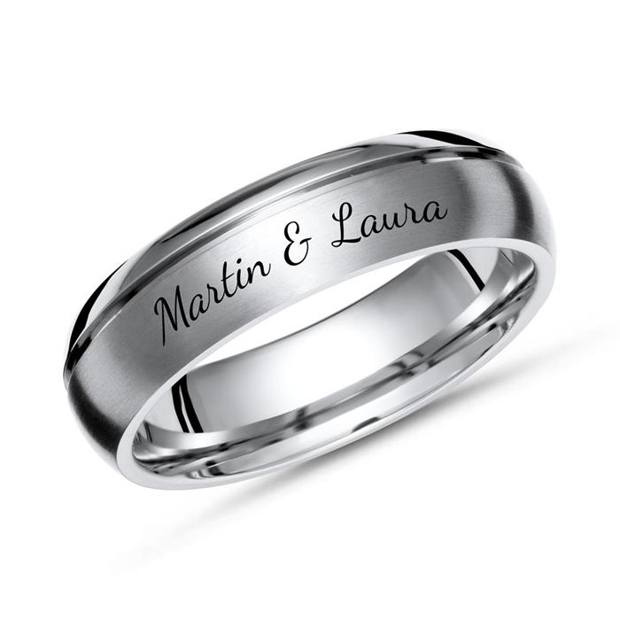 Partially polished titanium ring laser engraving 6mm