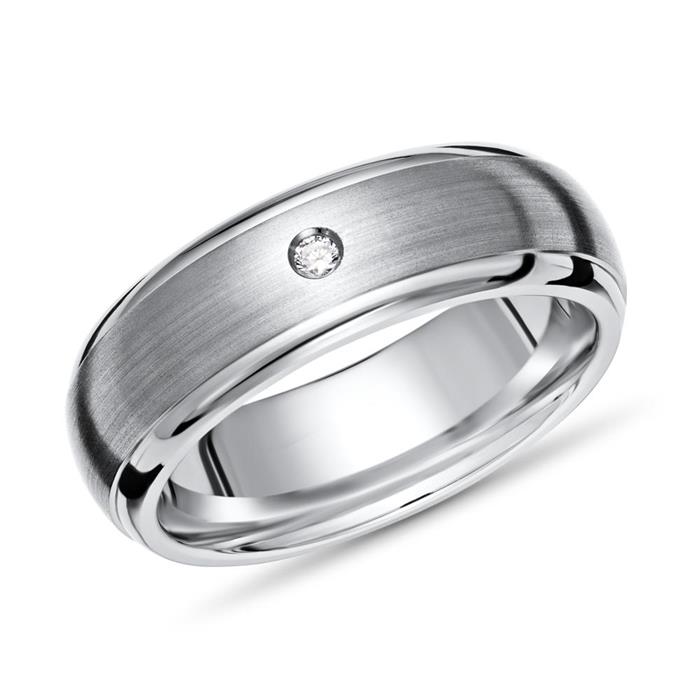 Exclusieve ring titanium 6mm randen gepolijst Diamant