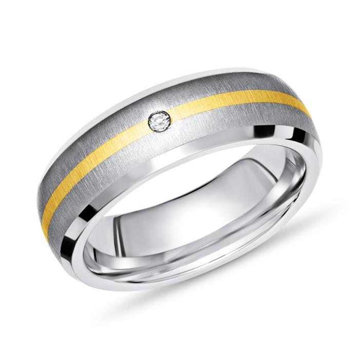Moderner Ring Titan mit Einlage Gold & Diamant
