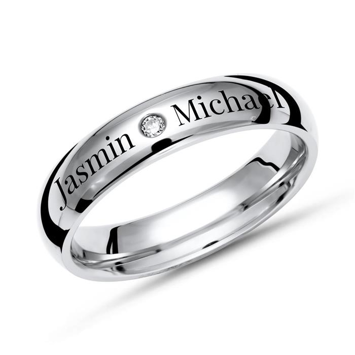 Titanium ring laser engraving diamond 4mm