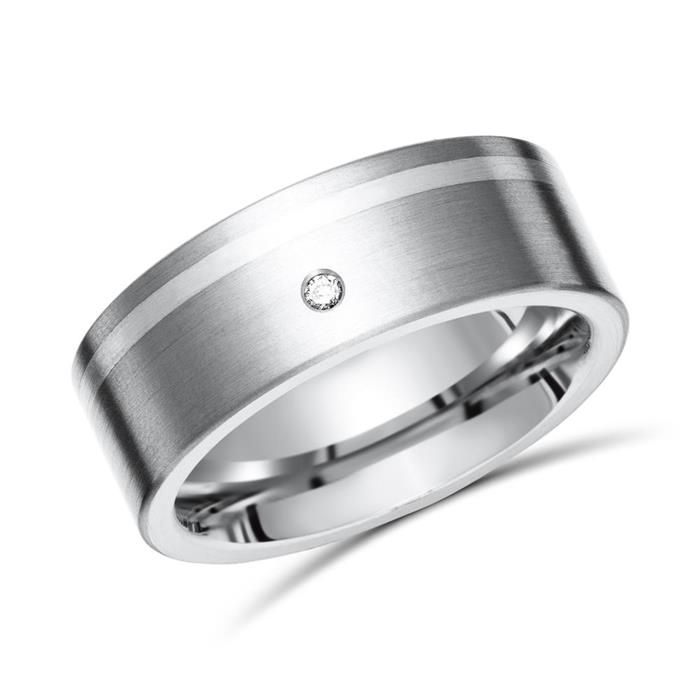Exklusiver Ring Titan Einlage Silber & Diamant