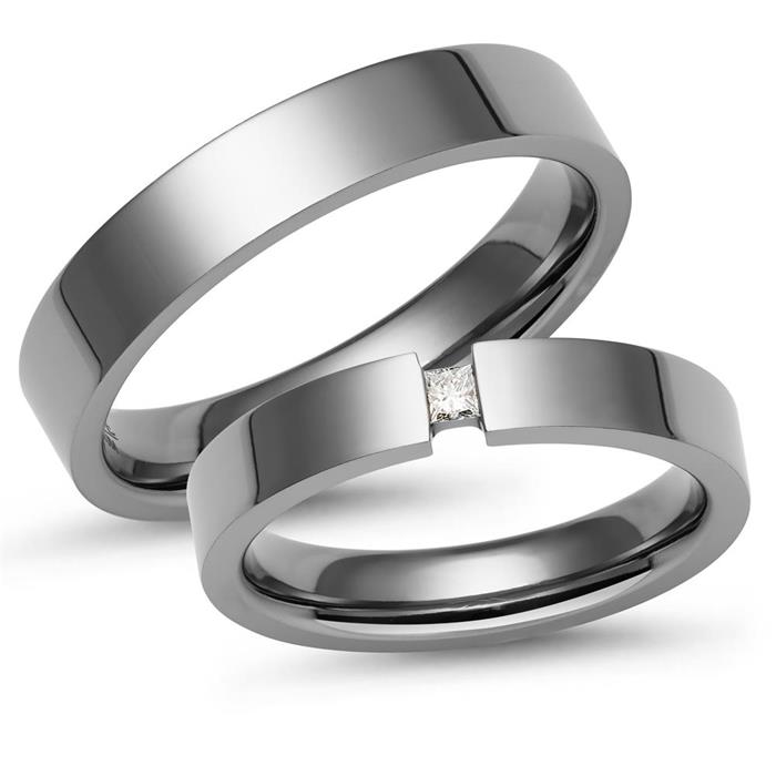 Wedding rings titanium wedding rings diamond 0,05ct