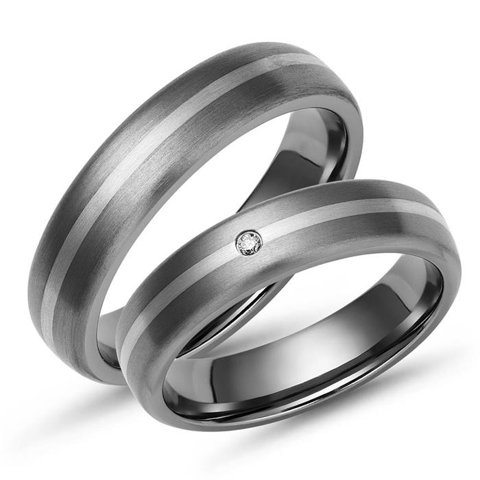 Wedding rings titanium wedding rings silver inlay