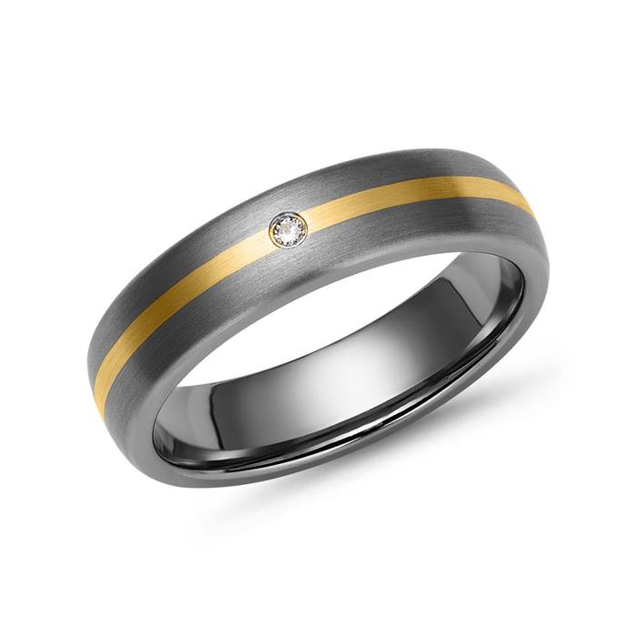 Matte titanium ring met 14 karaat goud inleg