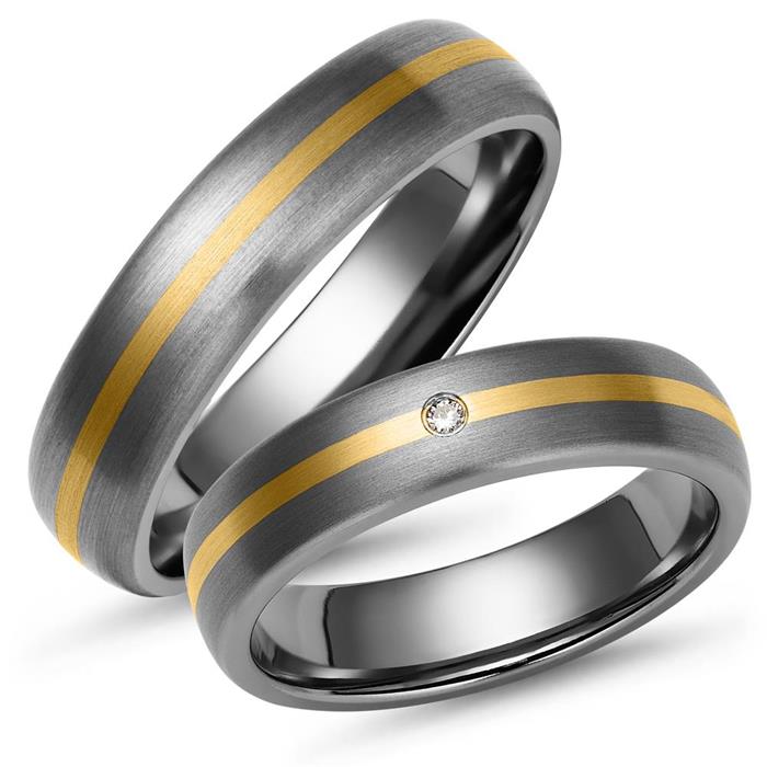 Wedding rings titanium wedding rings gold inlay