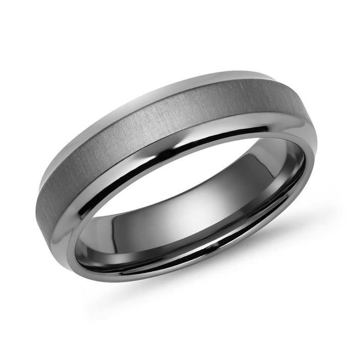 Gedeeltelijk gepolijste titanium ring in 6mm breedte