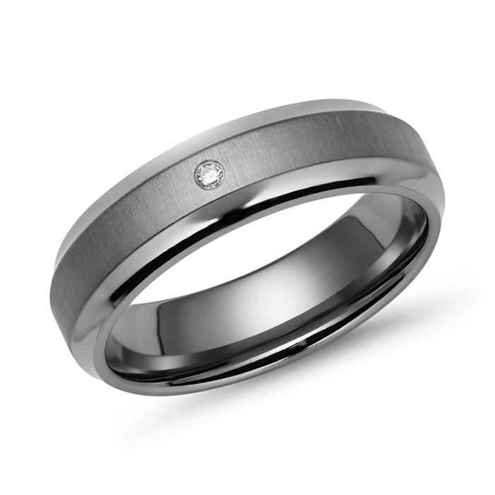 Gedeeltelijk gepolijste titanium ring in 6mm breedte