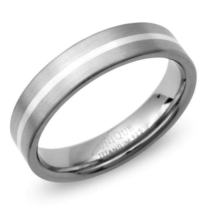 Matter Titan Ring mit 925 Silber Einlage