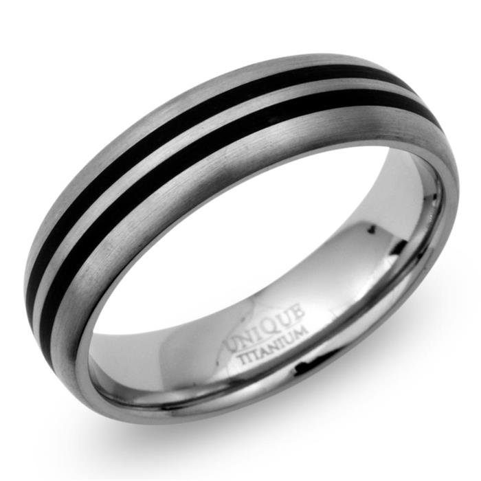 Titanium ring with double matt lacquer inlay