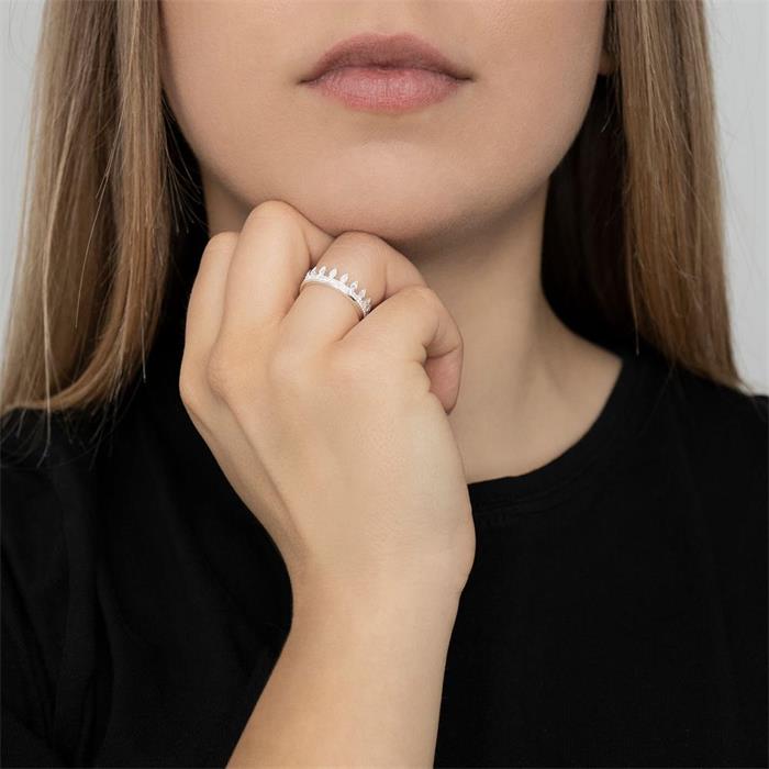 Ring Crown In sterling Silver With Zirconia