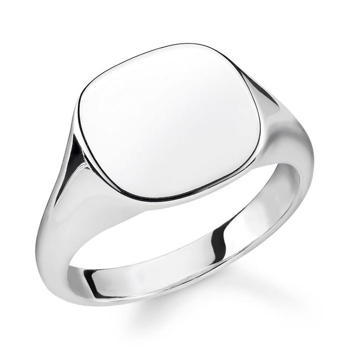 Anillo de sello de plata 925 grabable para mujer