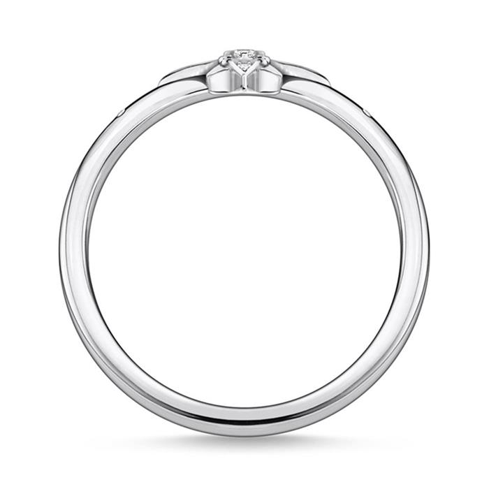 Star ring for ladies in 925 silver with zirconia