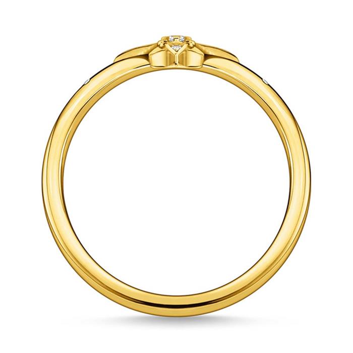 Ladies ring star made of gold-plated 925 silver, zirconia