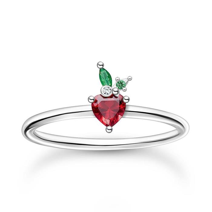 Ladies ring strawberry in sterling silver with zirconia
