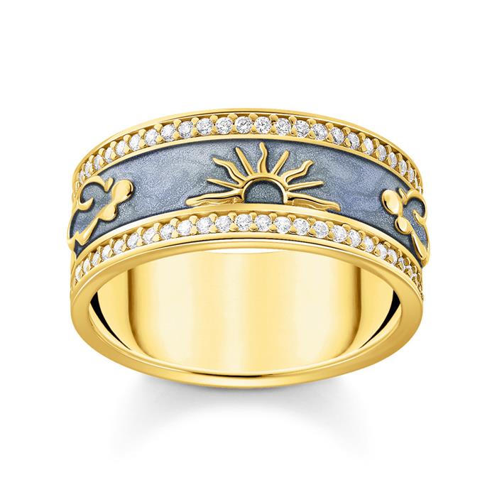 Engraved ring for ladies in gold-plated sterling silver