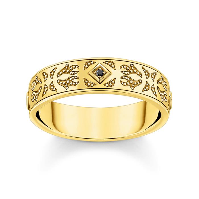 Ring in 925 silver, zirconia, gold, engravable