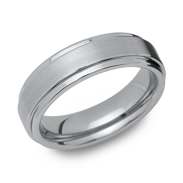 Tungsten ring, gedeeltelijk gepolijst, robuust