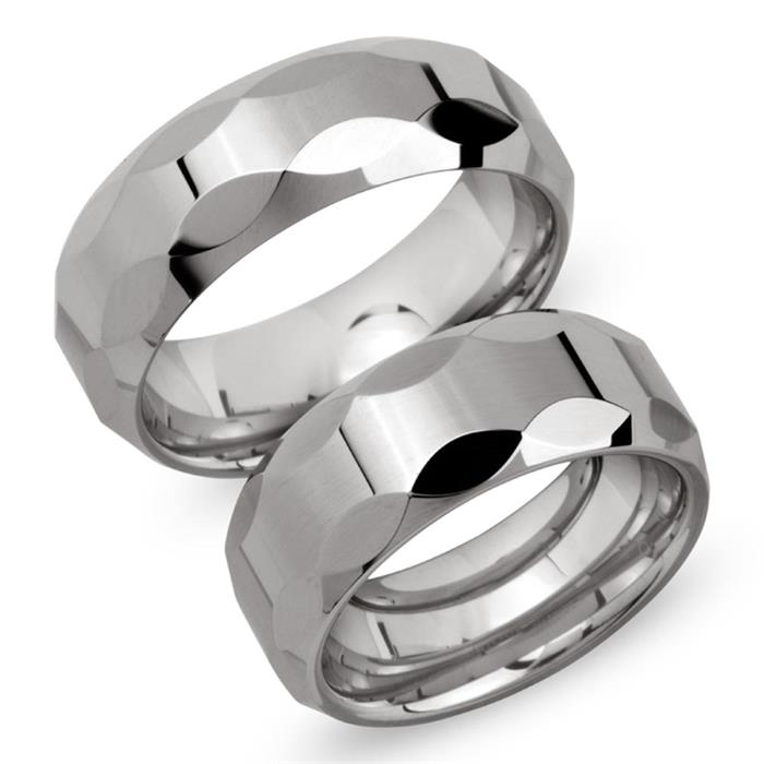 Tungsteno grabado láser anillos de boda brillantes