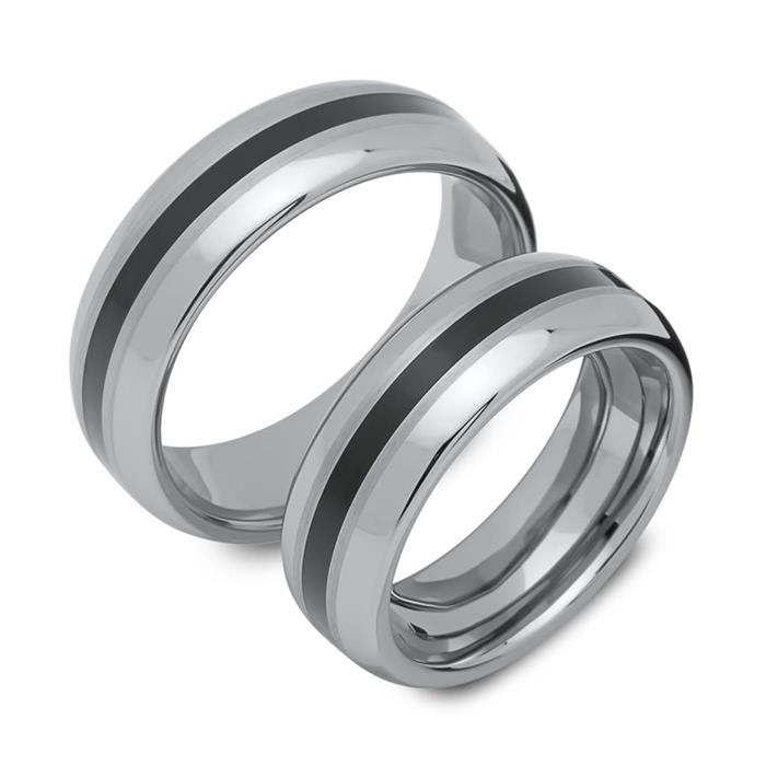Wedding rings tungsten lacquer inlay