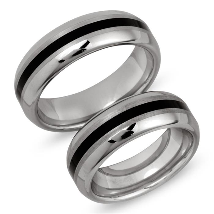 Wedding rings tungsten lacquer inlay