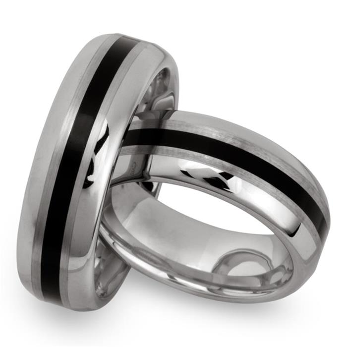 Wedding rings tungsten lacquer inlay