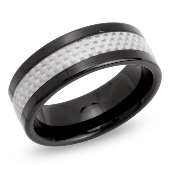 Anillo de tungsteno negro carbono grabado láser