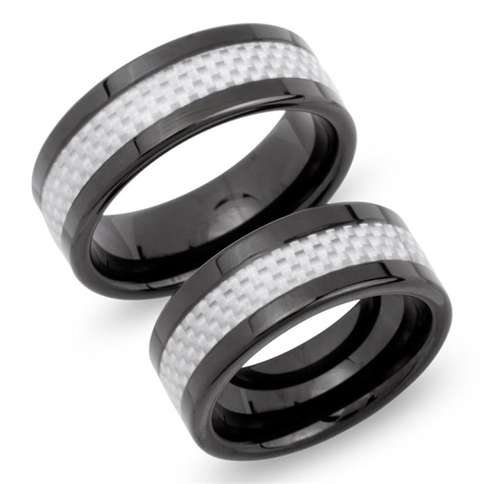 Wedding rings tungsten carbon insert incl. engraving