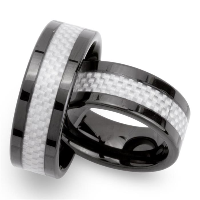 Wedding rings tungsten carbon insert incl. engraving