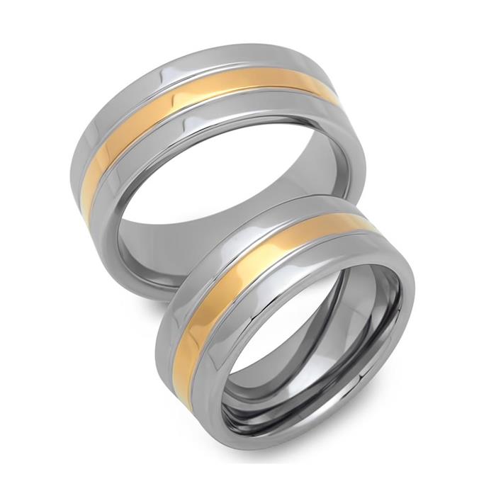 Tungsten wedding rings gold-plated surface