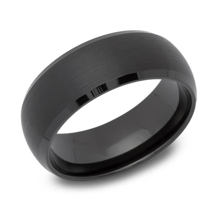 Tungsten ring black, round surface