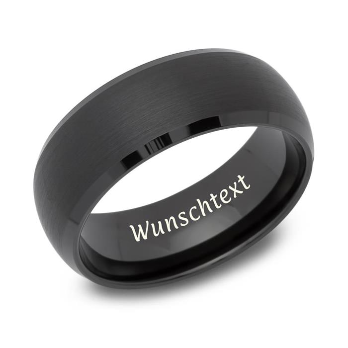 Tungsten ring black, round surface