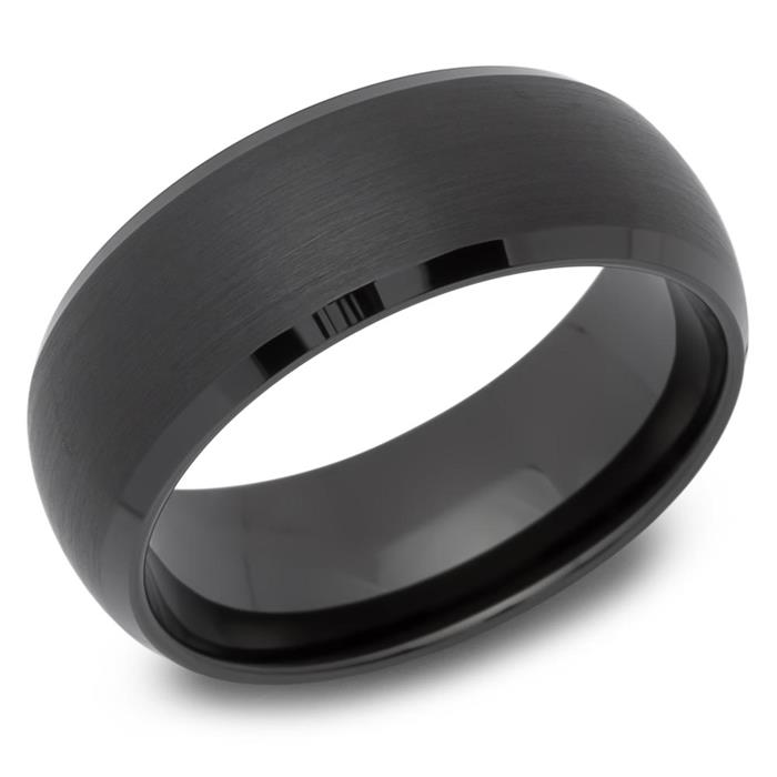 Tungsten wedding rings black, round surface