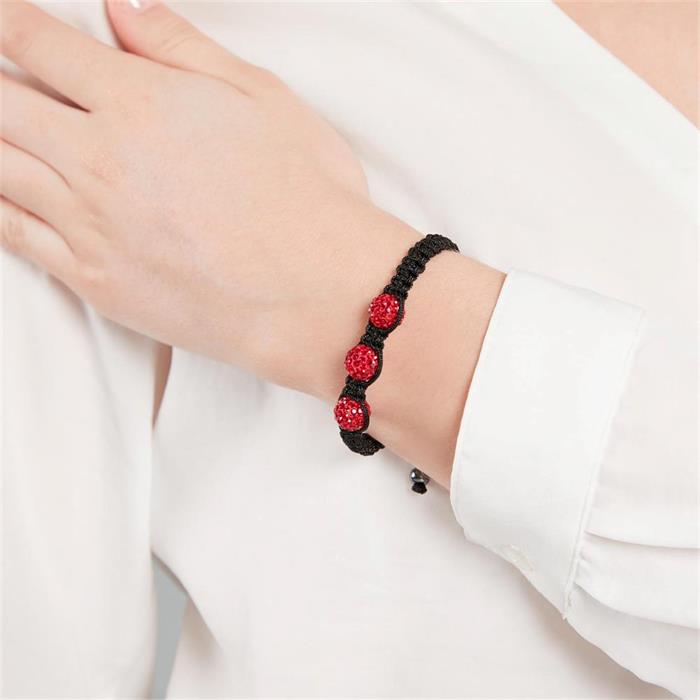 Pulsera de la suerte cristales rojo siam y hematites