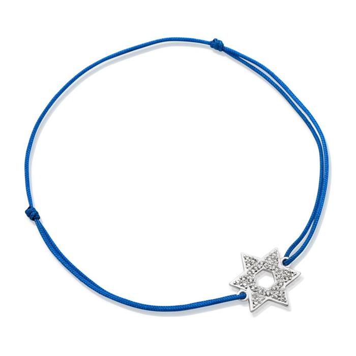 Blue textile bracelet with silver element
