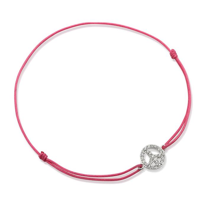 Pink textile bracelet with silver element