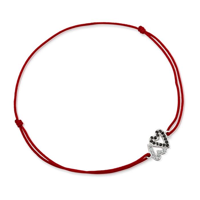 Red textile bracelet with silver element